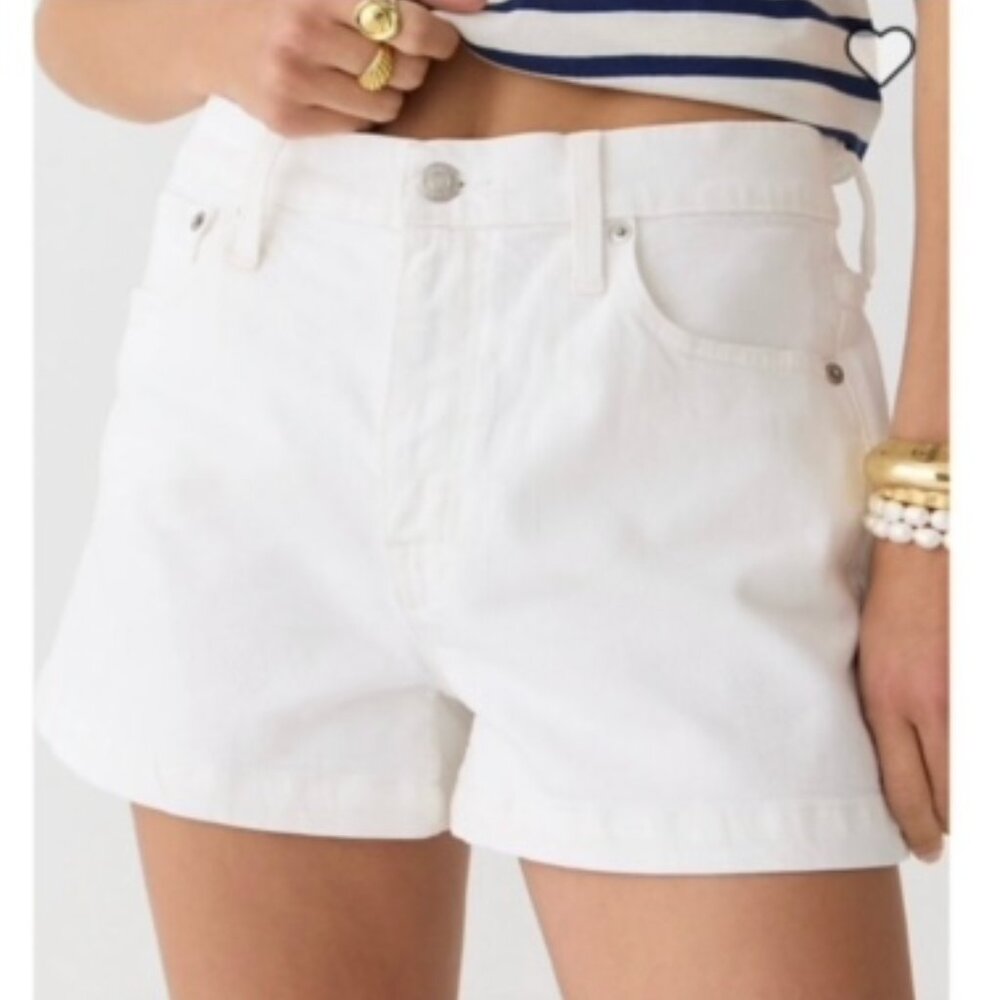 J. Crew High-rise A-line denim short in white wash Sz 24 NWT